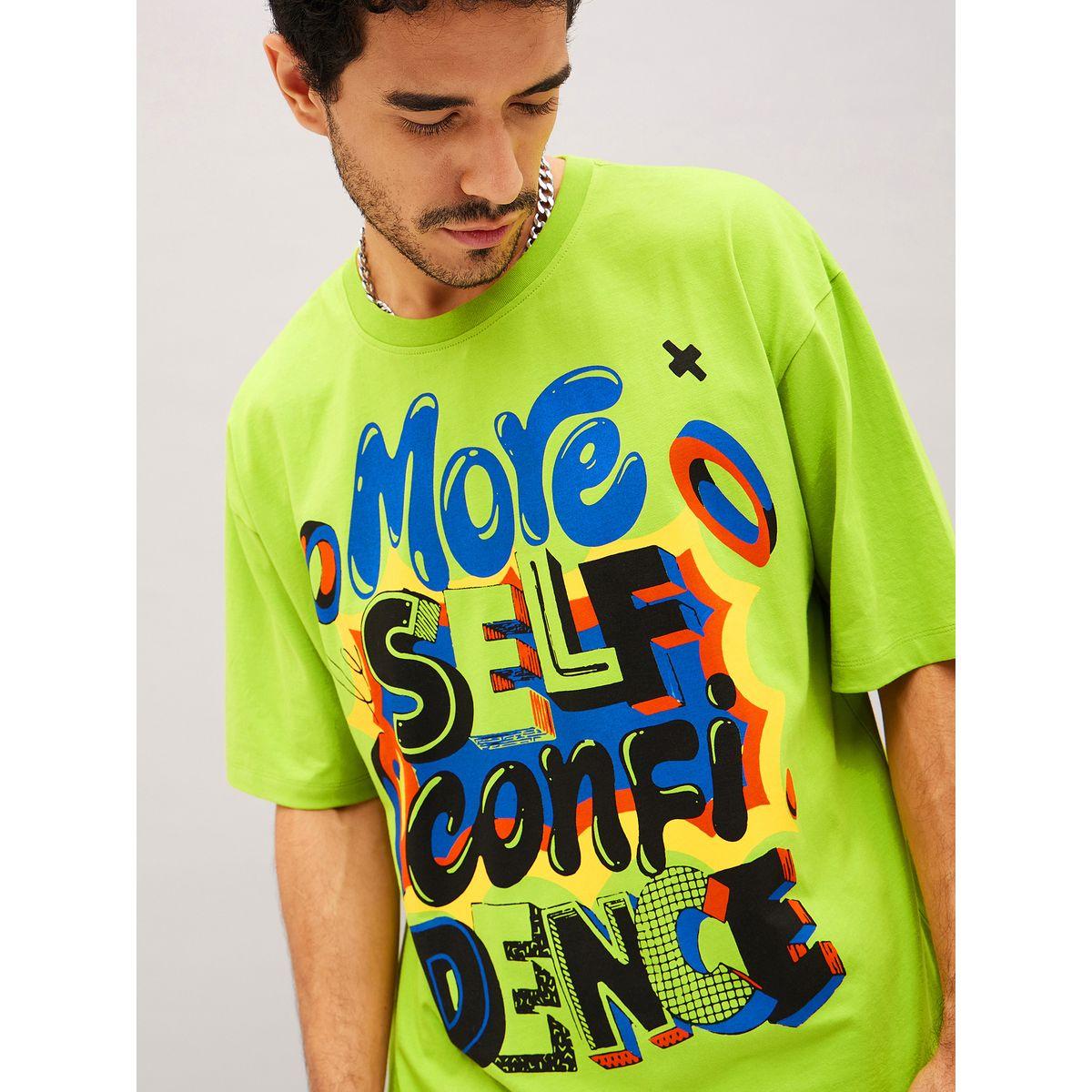 Mascln Sassafras Confidence Typographic Print Oversized T-Shirt with Drop Shoulder Sleeves-men-clothing-tshirtsandpolos-tshirts-image-2