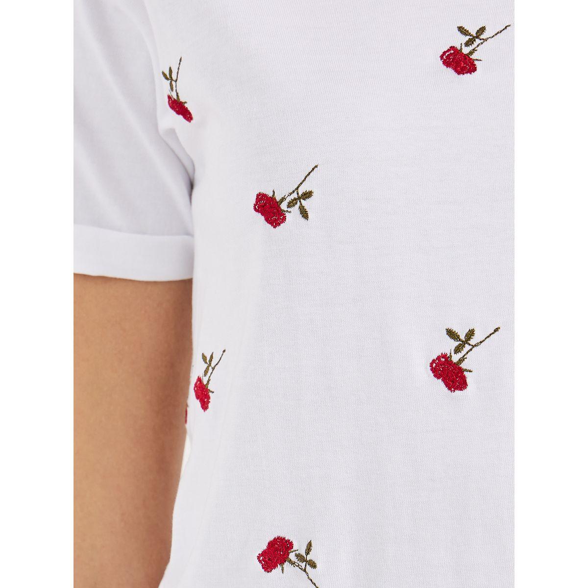 Styli Regular Fit Flower Embroidery Detail T-Shirt-women-clothing-tshirts-image-4