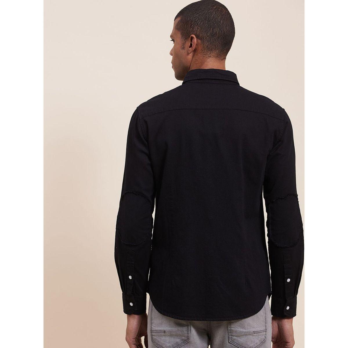 Mascln Sassafras Solid Elbow Patch Detail Shirt with Long Sleeves-men-clothing-shirts-image-2
