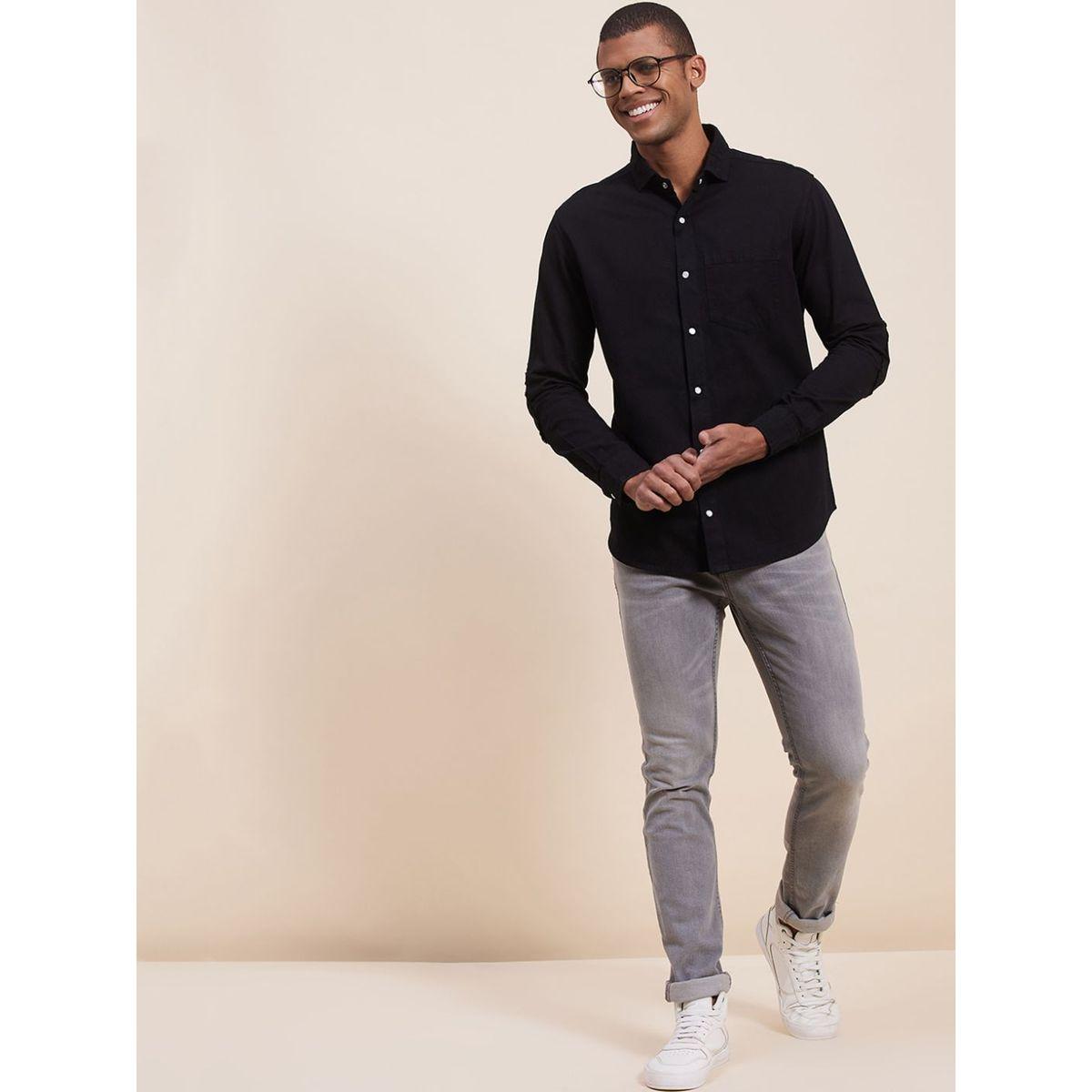 Mascln Sassafras Solid Elbow Patch Detail Shirt with Long Sleeves-men-clothing-shirts-image-4