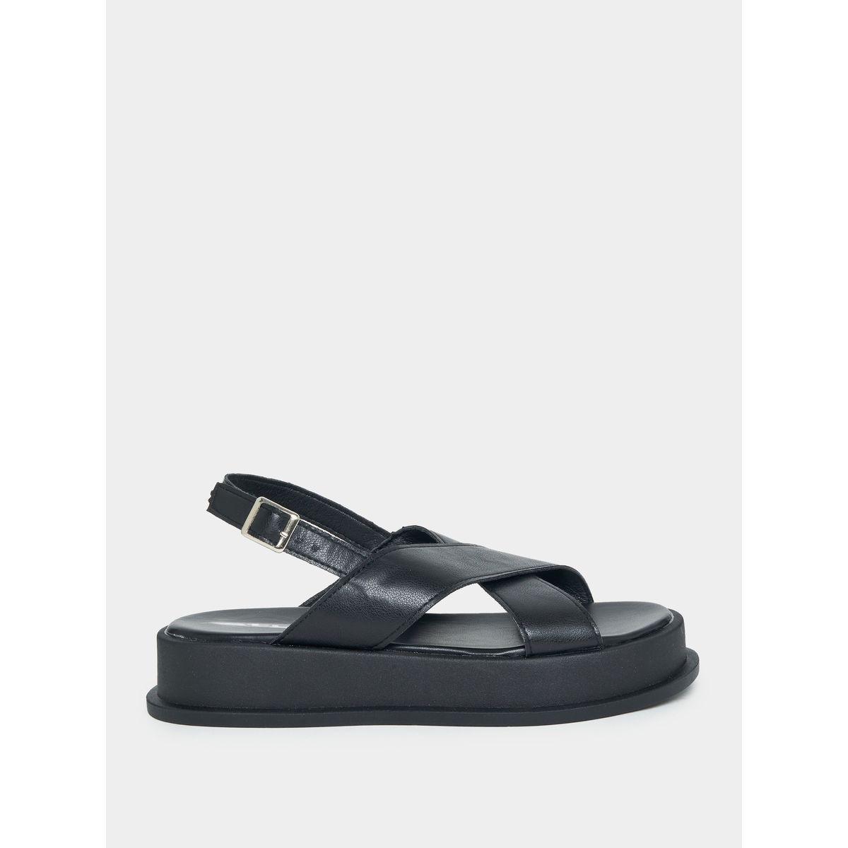 Styli Cross Strap Platform Sandals-women-shoes-sandals-flats-image-2