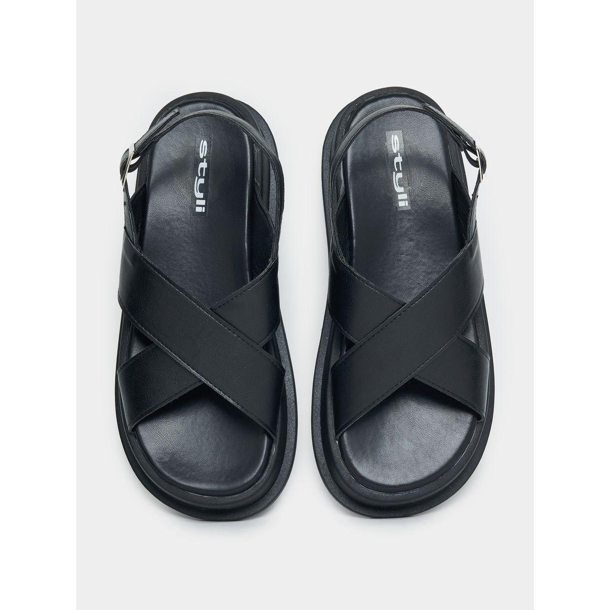 Styli Cross Strap Platform Sandals-women-shoes-sandals-flats-image-5