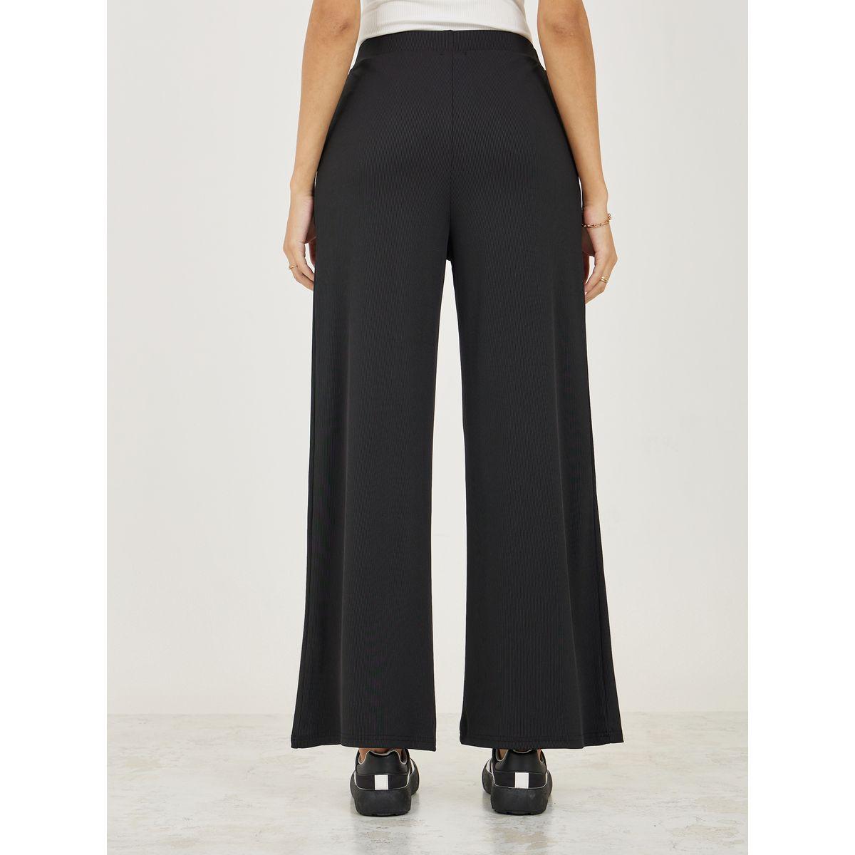Styli Ribbed Relaxed Fit Pants with Elastic Waistband-women-clothing-bottoms-trousers-image-4