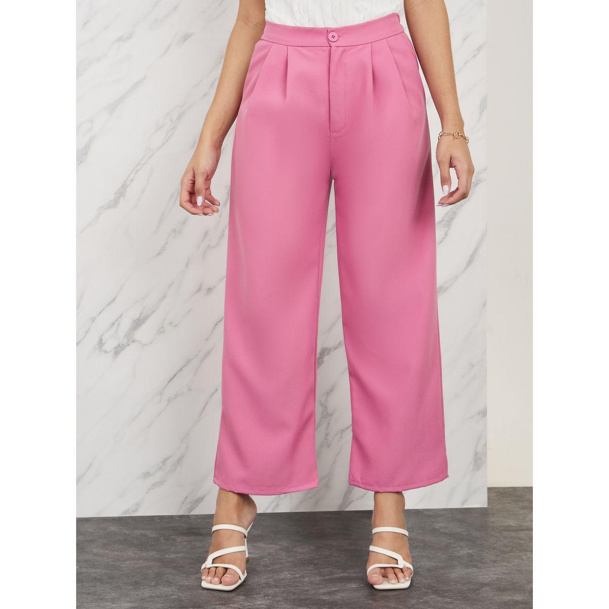 بنطال بقصة مريحة وارجل مستقيمة مع كسرات-women-clothing-bottoms-trousers-image-1