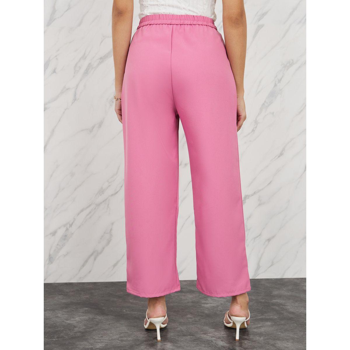 بنطال بقصة مريحة وارجل مستقيمة مع كسرات-women-clothing-bottoms-trousers-image-4