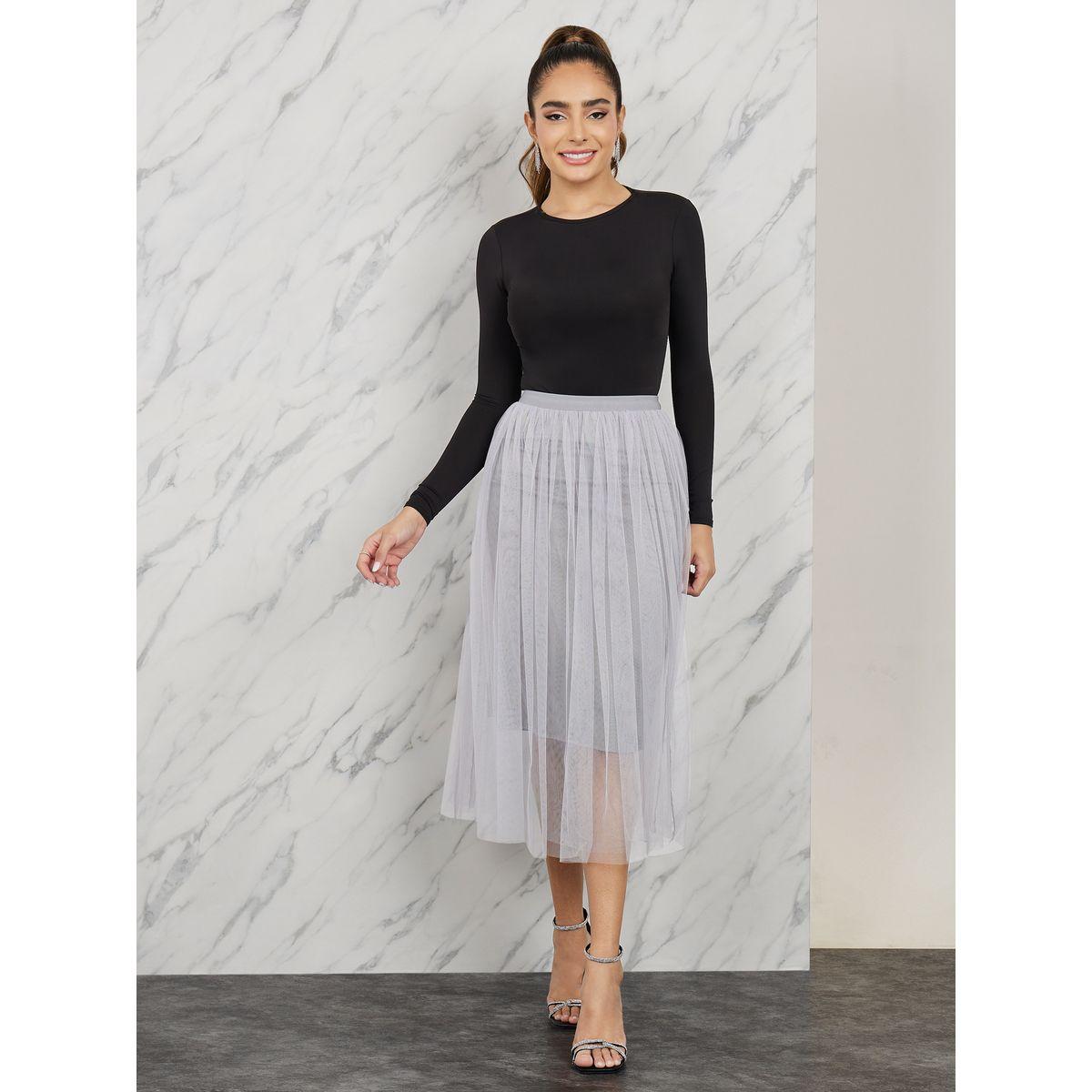 Styli Mesh Insert A-Line Midi Skirt-women-clothing-bottoms-skirts-image-3