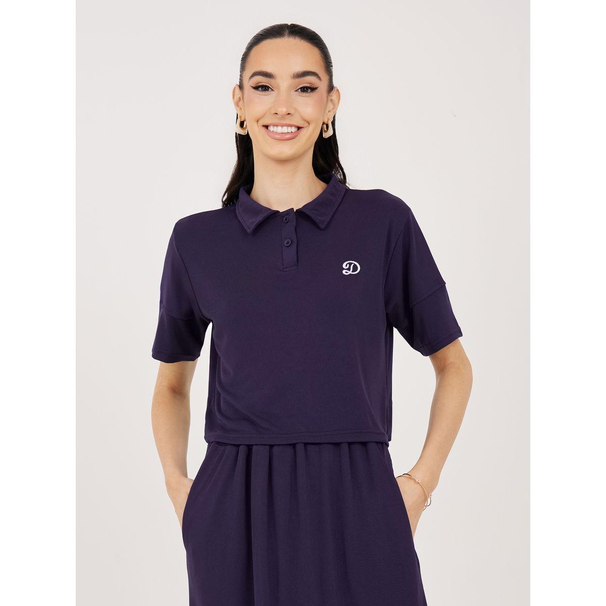 Styli Letter Patch Polo T-Shirt & Solid Skirt Co-Ords-women-clothing-coordsets-image-2
