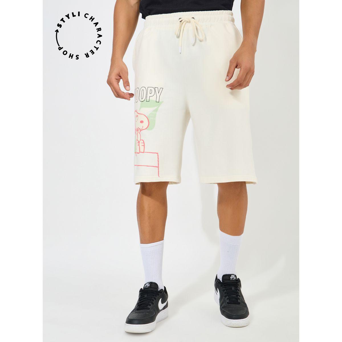 Styli Snoopy Graphic Print Oversized Terry Shorts-men-clothing-bottoms-shorts-image-1