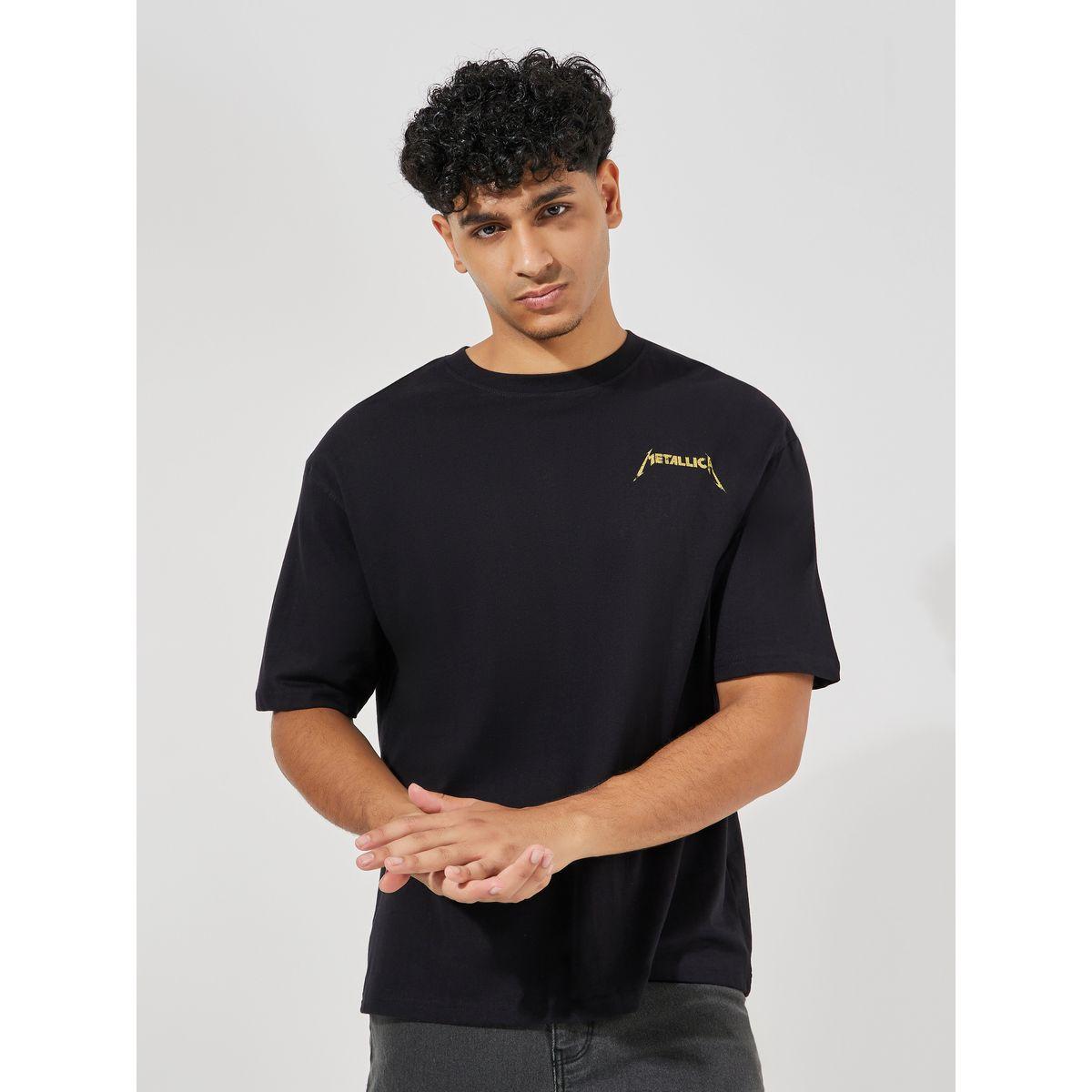 Shop Styli Oversize Metallica Acid Washed Graphic Print