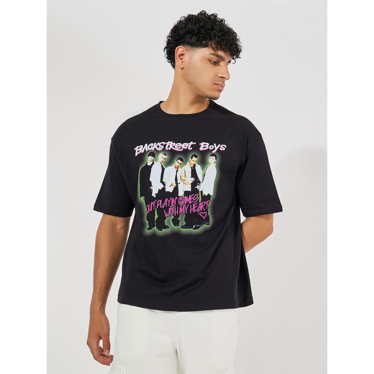 Styli Backstreet Boys Graphic Sticker Print Compact Jersey Oversized T-Shirt-men-clothing-tshirtsandpolos-tshirts-image-1