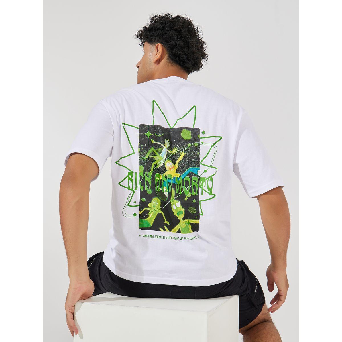 Styli Rick & Morty Sticker Graphic Print Compact Jersey Oversized T-Shirt-men-clothing-tshirtsandpolos-tshirts-image-1