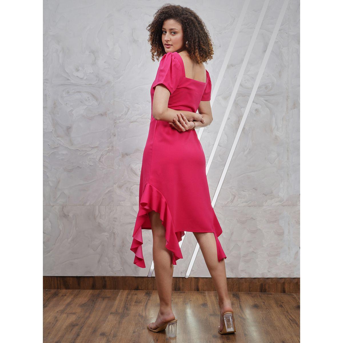 فستان ميدي سادة بتفاصيل كشكش أثينا × ستايلي-women-clothing-dresses-image-3