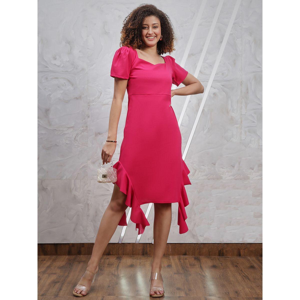 فستان ميدي سادة بتفاصيل كشكش أثينا × ستايلي-women-clothing-dresses-image-4