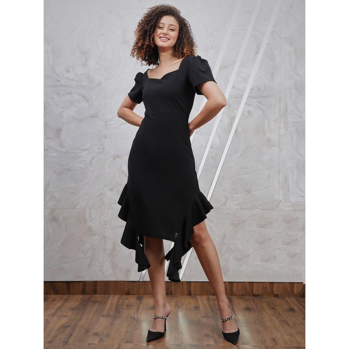 فستان ميدي بياقة على شكل قلب وكشكش أثينا × ستايلي-women-clothing-dresses-image-1