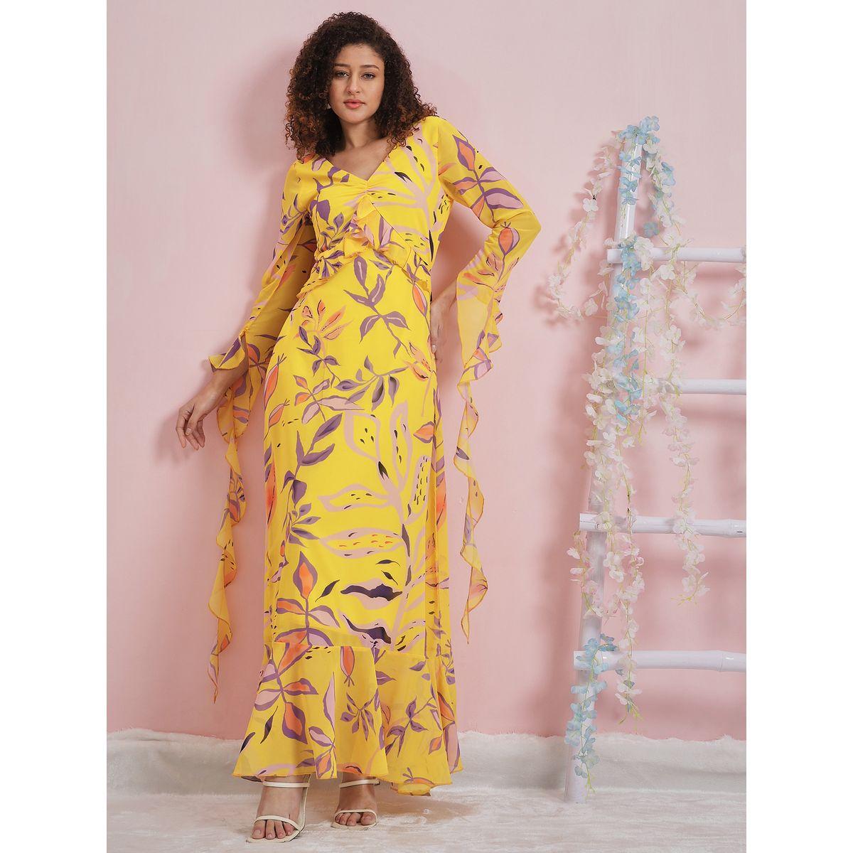 Athena X Styli  All Over Print V Neck Frill Maxi Dress-women-clothing-dresses-image-1