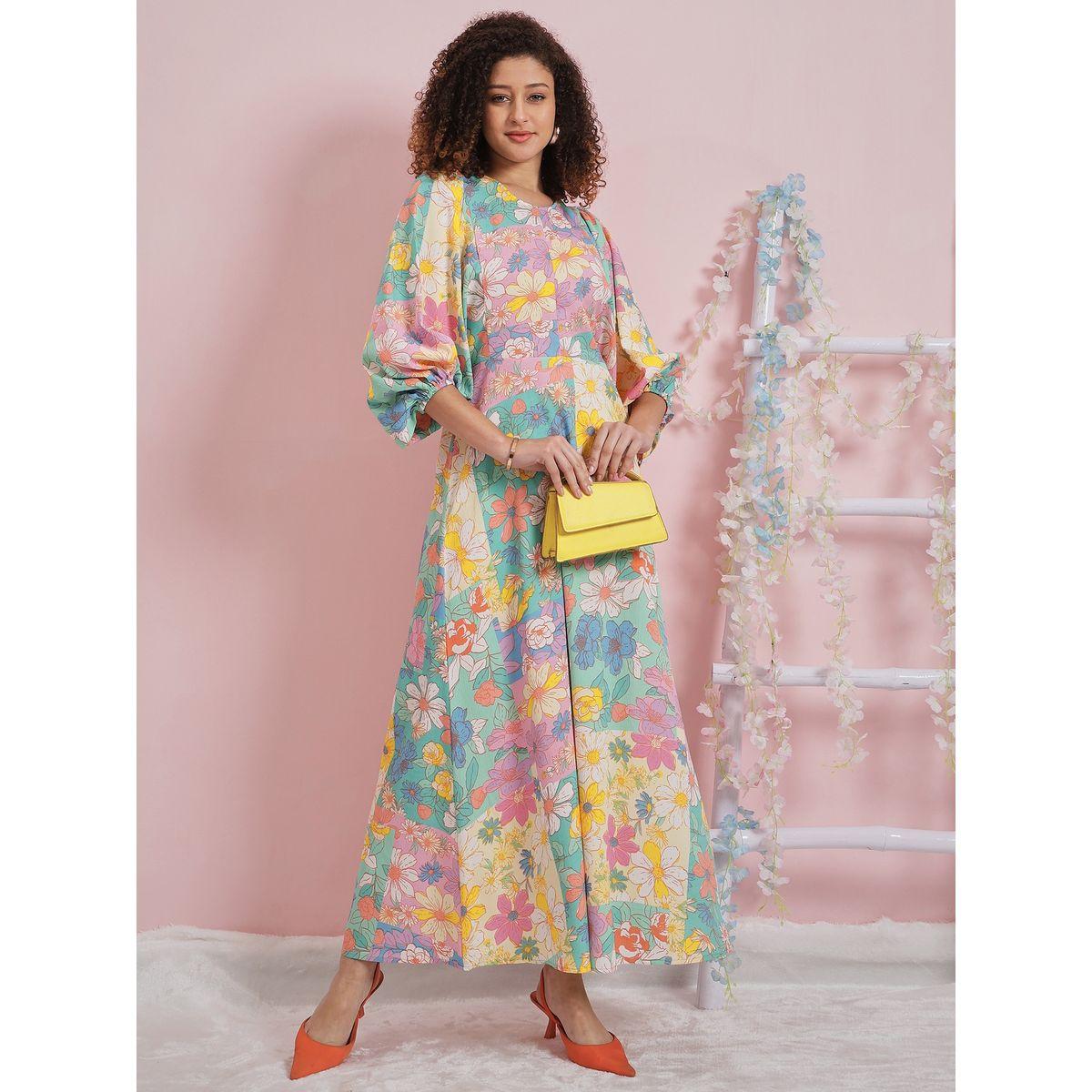 Athena X Styli  Floral Print Maxi Dress with Puff Sleeves-women-clothing-dresses-image-5
