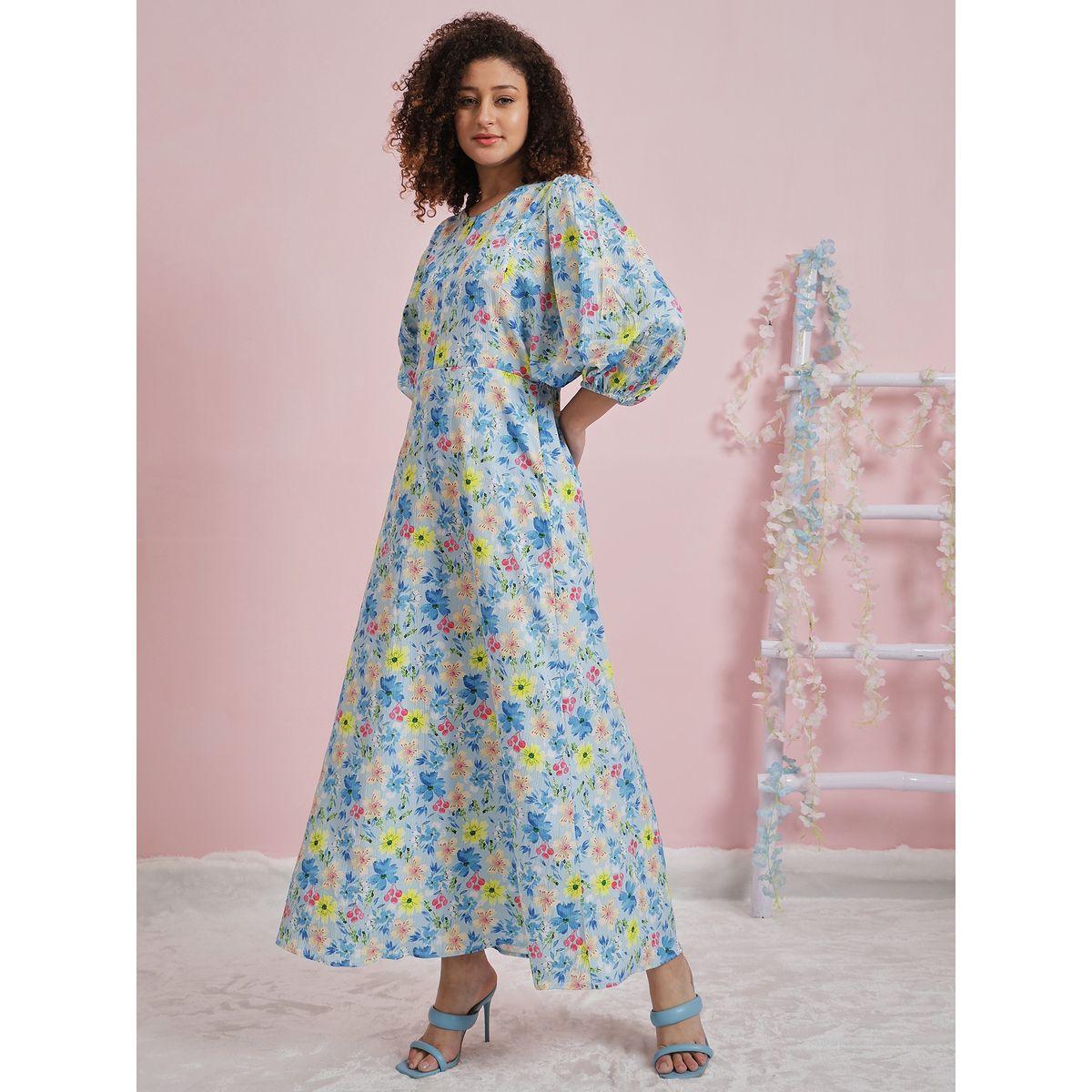 Athena Floral Print Maxi Dress with Puff Sleeves-women-clothing-dresses-image-2