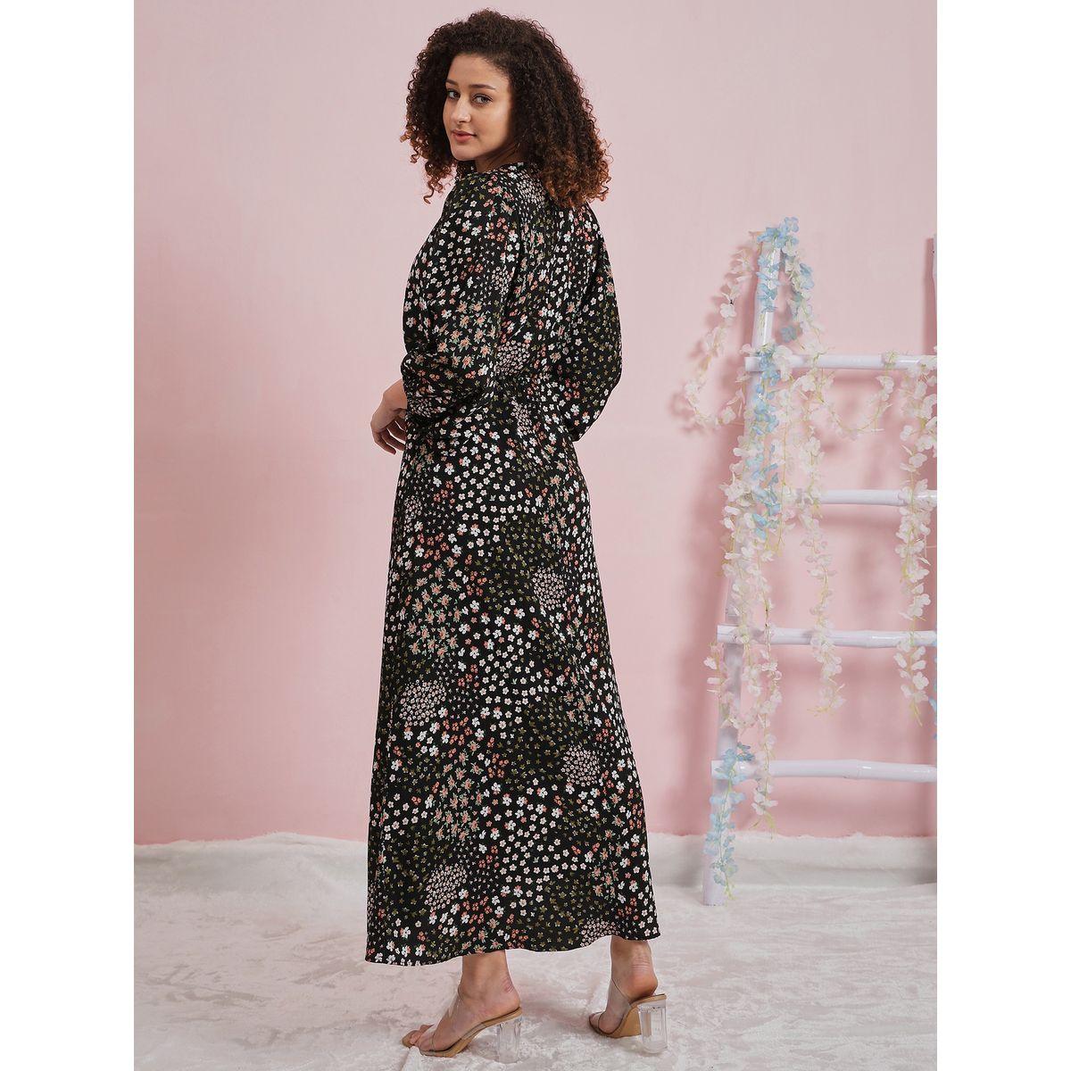 فستان طويل مطبع بزهور مع اكمام بالون-women-clothing-dresses-image-3