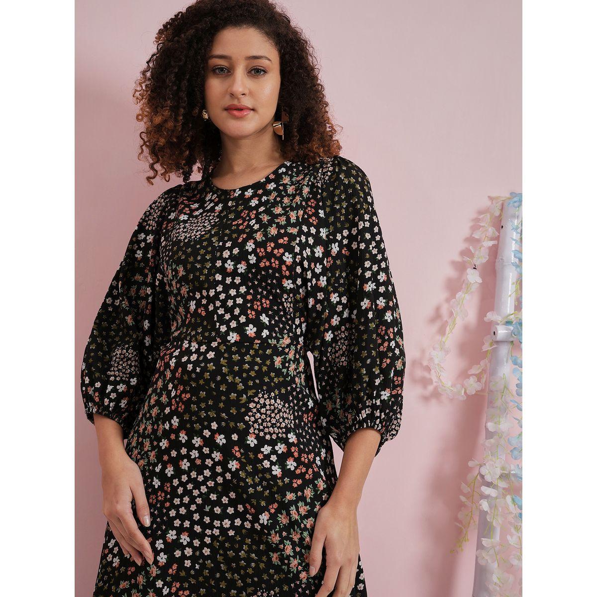 فستان طويل مطبع بزهور مع اكمام بالون-women-clothing-dresses-image-6