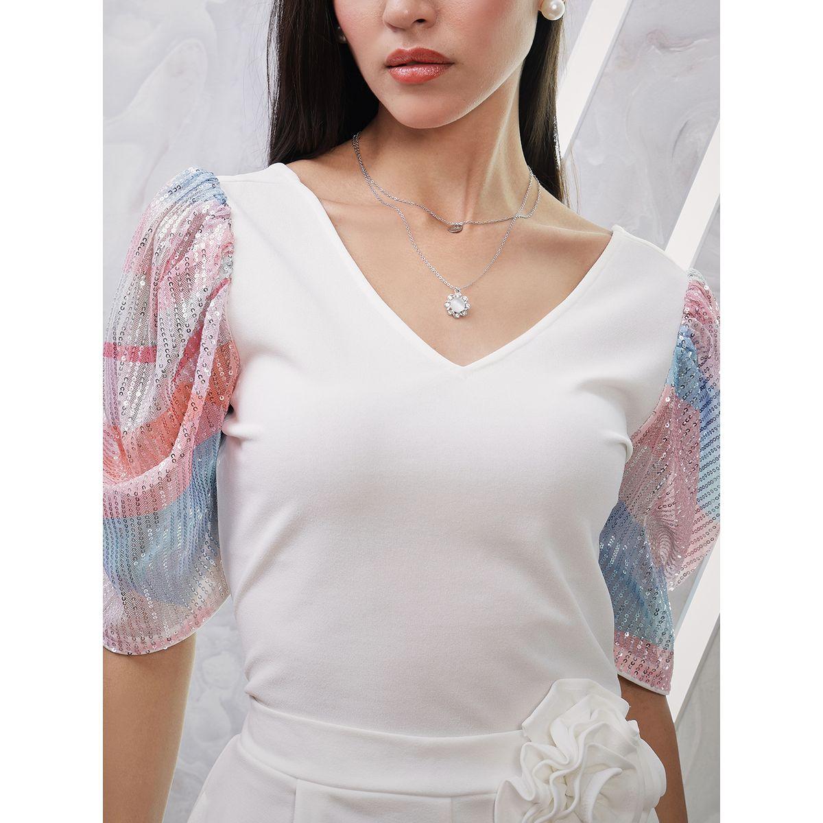 Athena X Styli  Embellished Puff Sleeve V Neck Top-women-clothing-shirtsandblouses-blouses-image-6