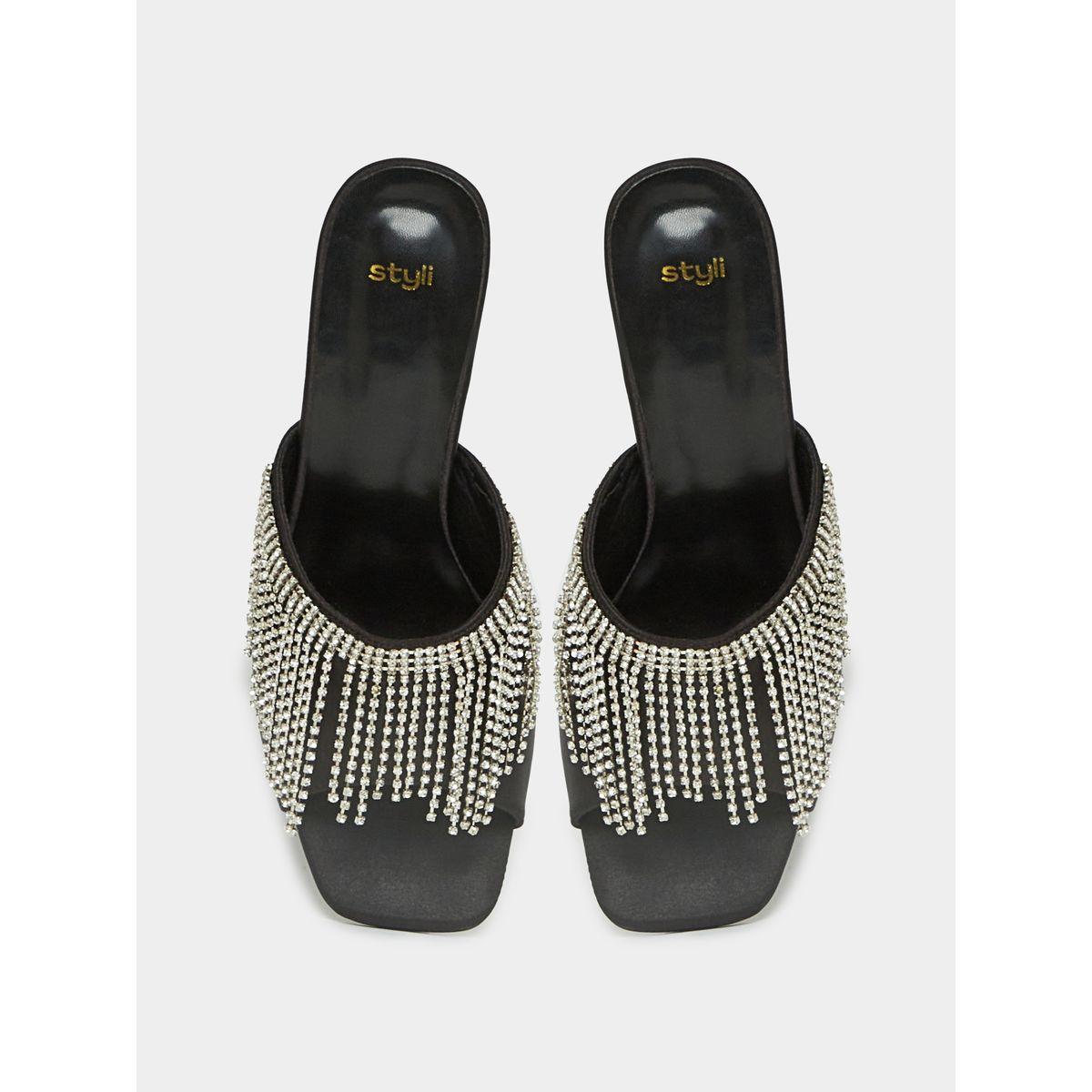 Styli Sparkly Rhinestone Peep Toe Sandals-women-shoes-heels-image-6