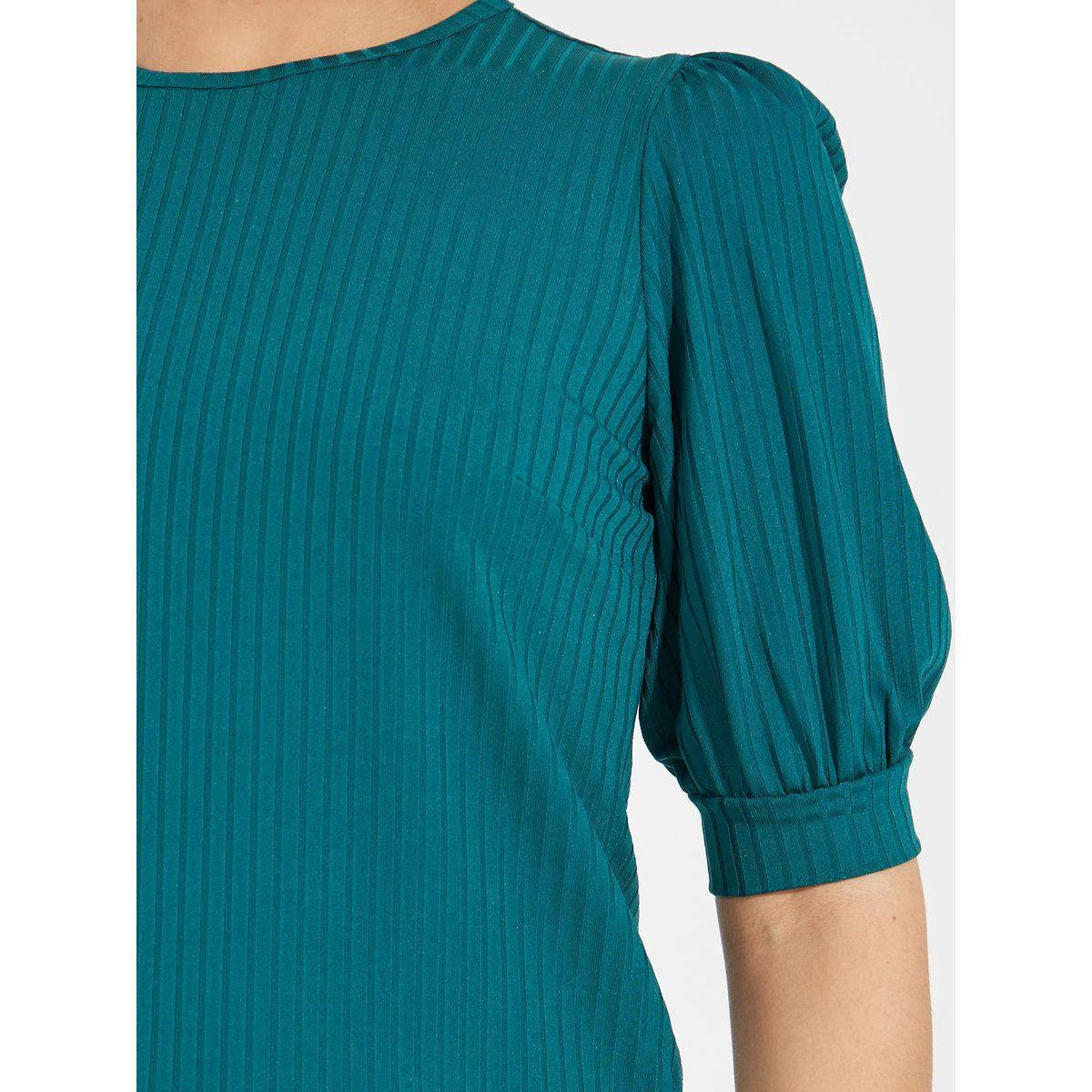 Styli Solid Rib Knit Top with Puff Sleeves-women-clothing-shirtsandblouses-blouses-image-4