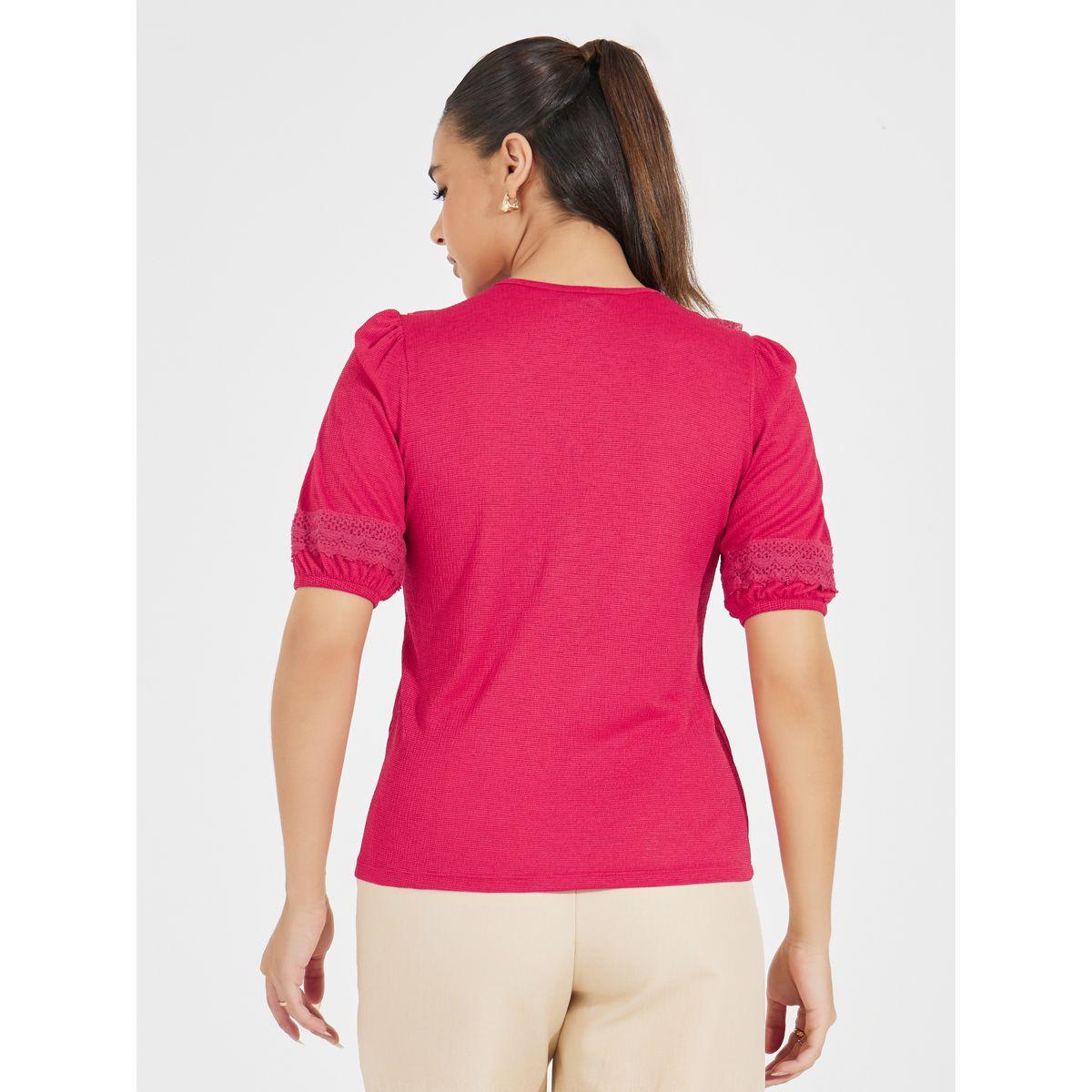 Styli Lace Insert Knit Top with Puff Sleeves-women-clothing-shirtsandblouses-blouses-image-5