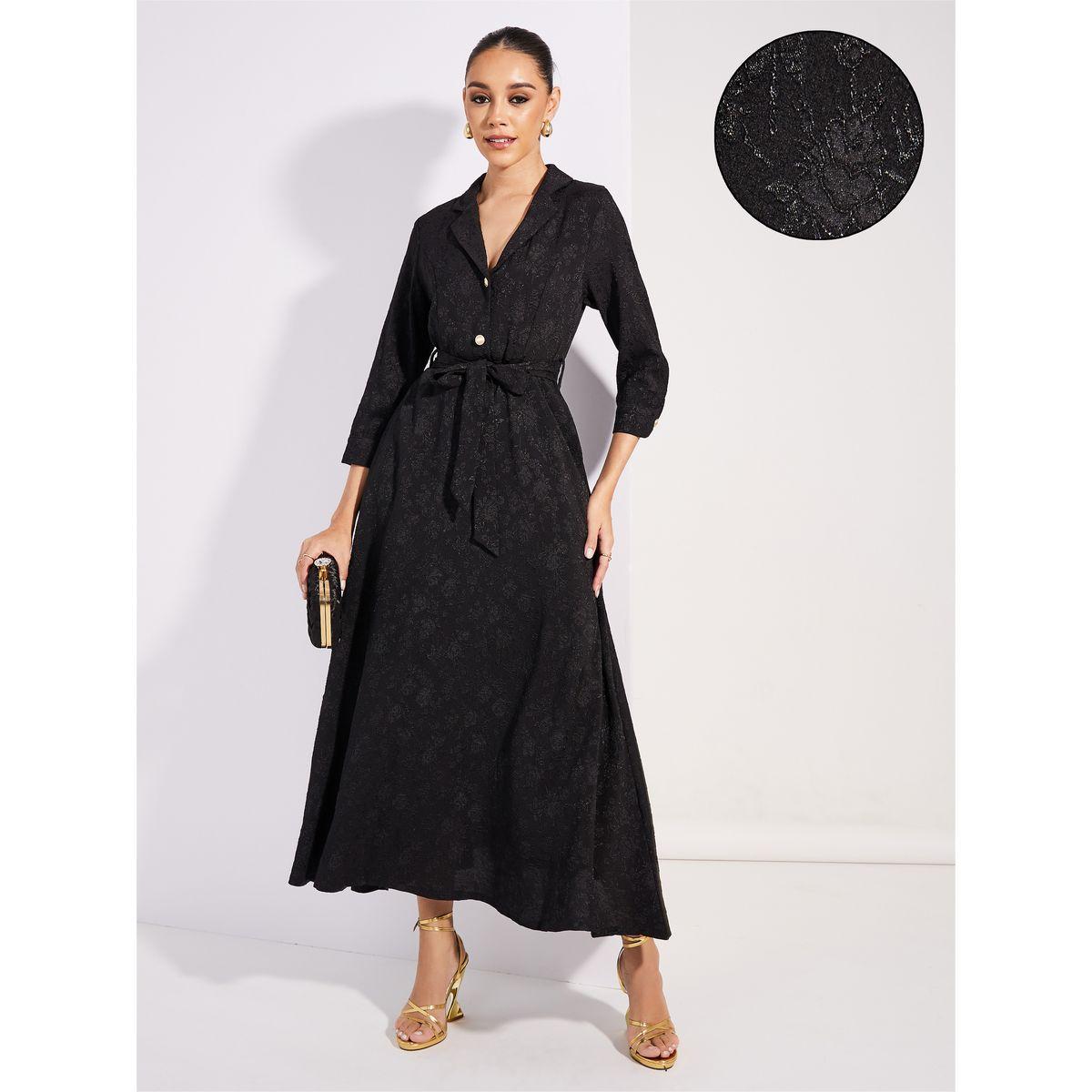 Styli Limited Jacquard Mock Wrap Maxi Dress-women-clothing-dresses-image-1