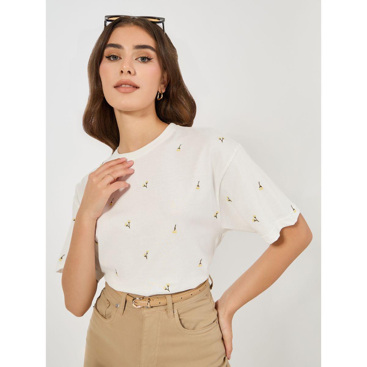 Styli Elevate Oversized Embroidery Detail T-Shirt-women-clothing-tshirts-image-1
