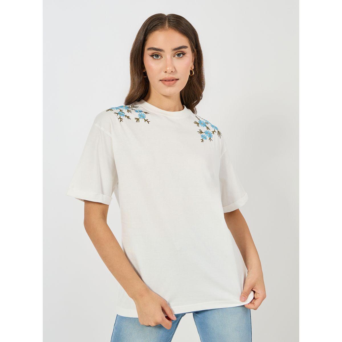 Styli Elevate Oversized Placement Embroidery Detail Cotton T-Shirt-women-clothing-tshirts-image-3