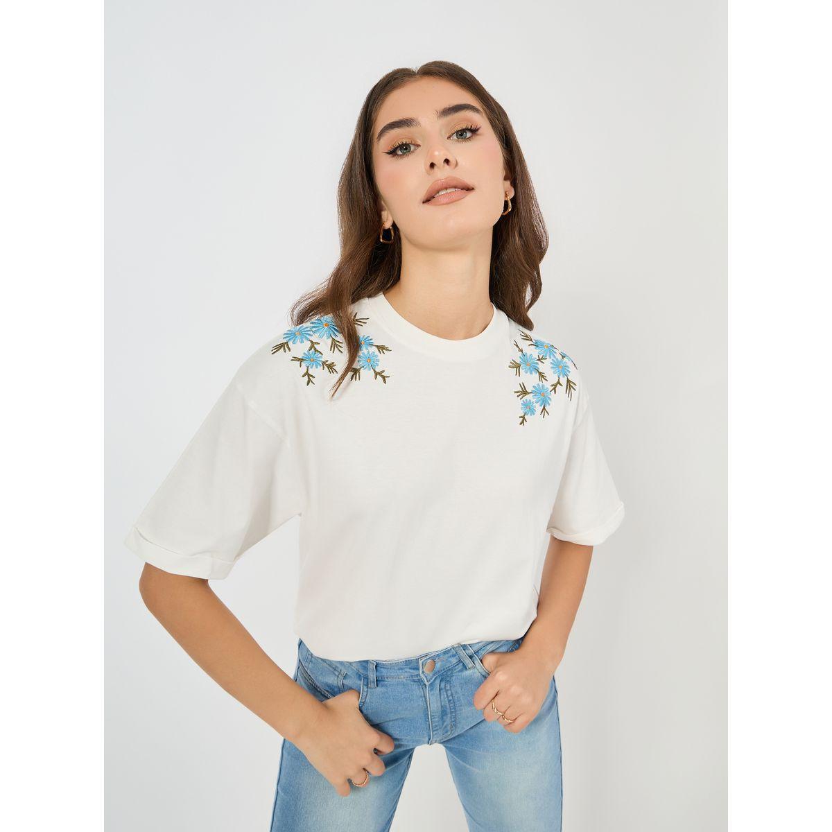 Styli Elevate Oversized Placement Embroidery Detail Cotton T-Shirt-women-clothing-tshirts-image-7
