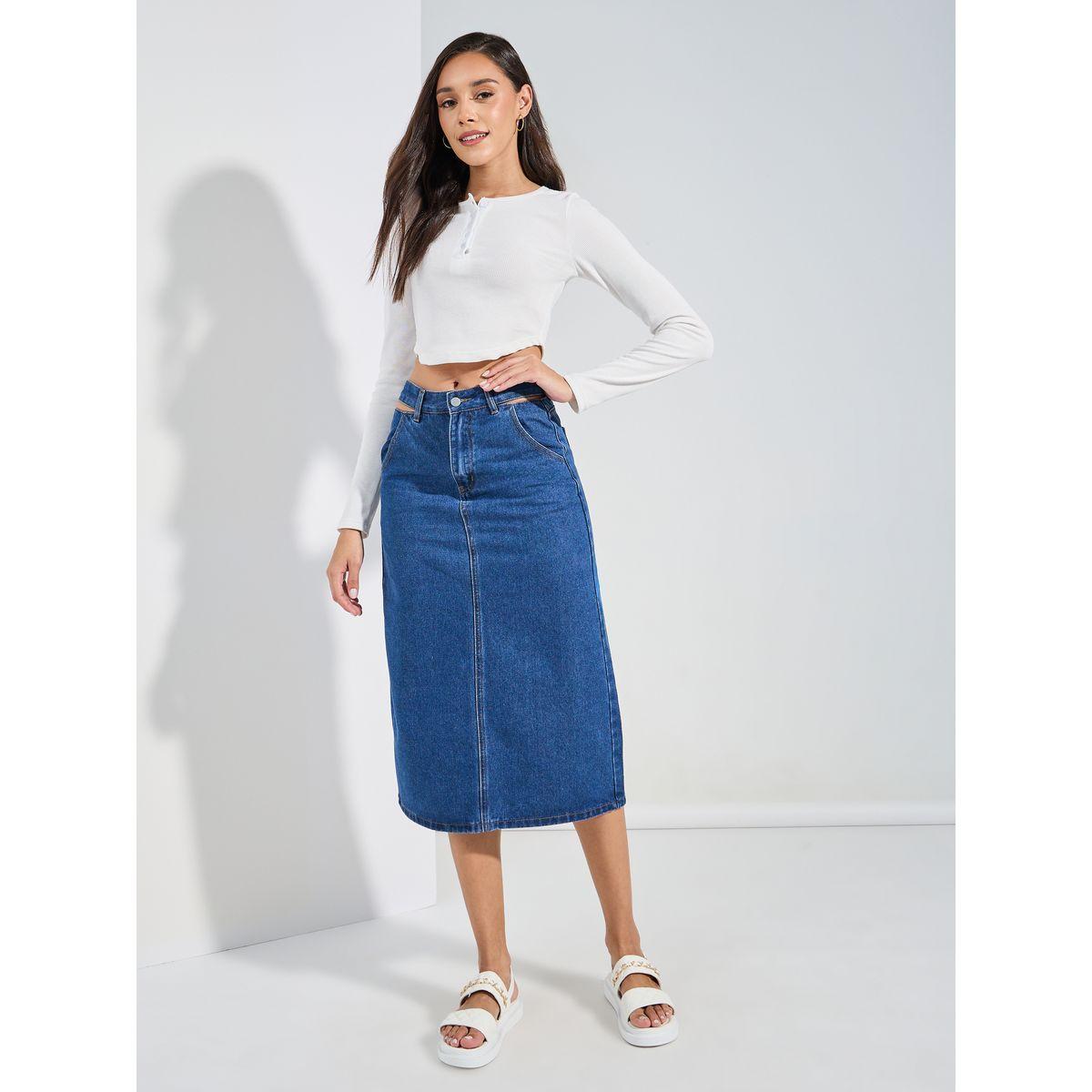 تنورة دنيم ميدي سادة-women-clothing-bottoms-skirts-image-2