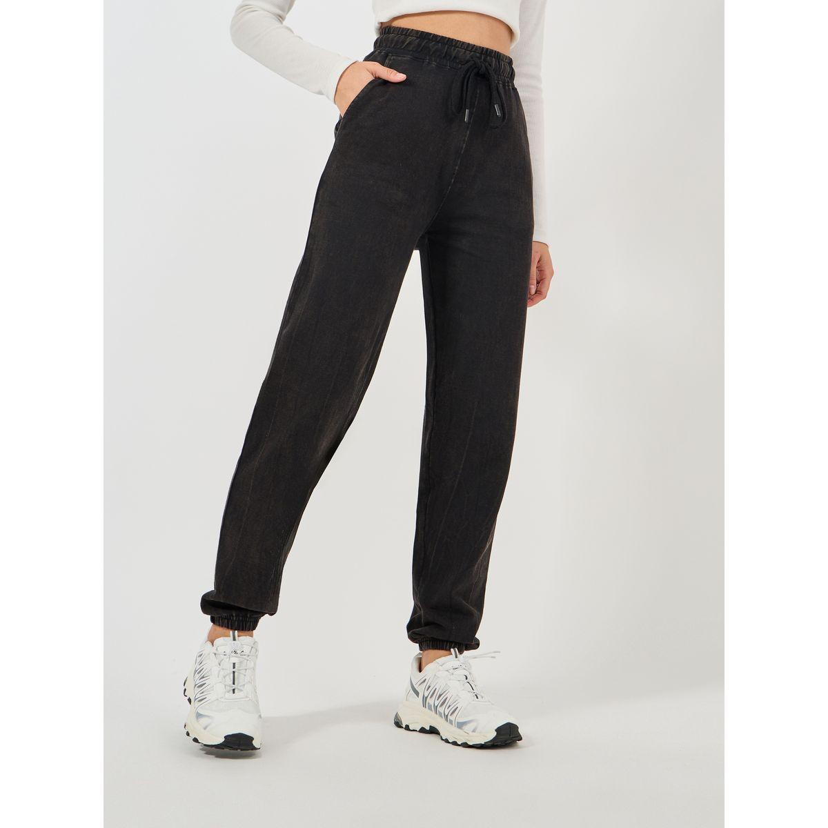 جوغر سادة بخصر عالي مع رباط خصر-women-clothing-bottoms-joggers-image-3