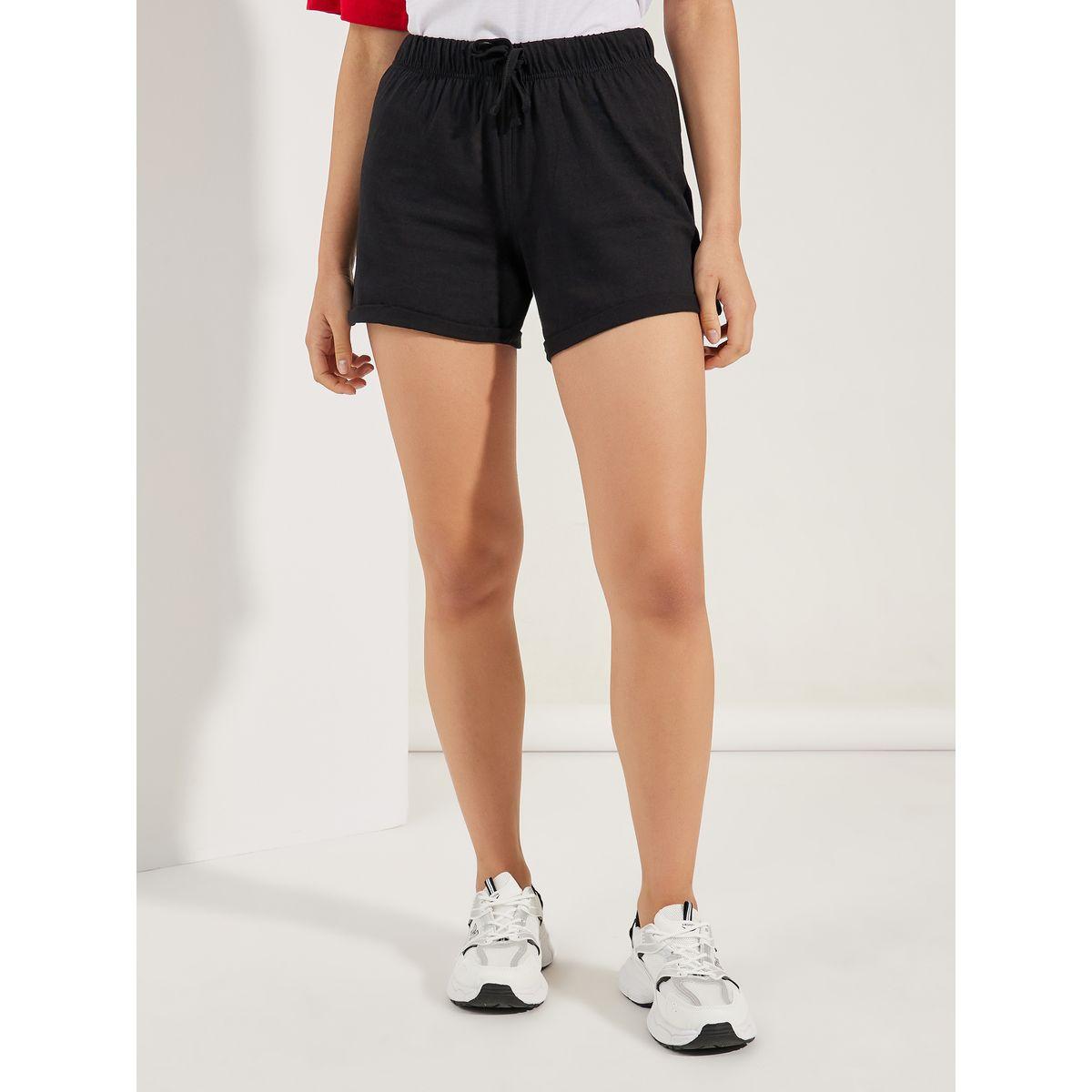 Styli Solid Basic Shorts with Drawstring-women-clothing-bottoms-shorts-image-2