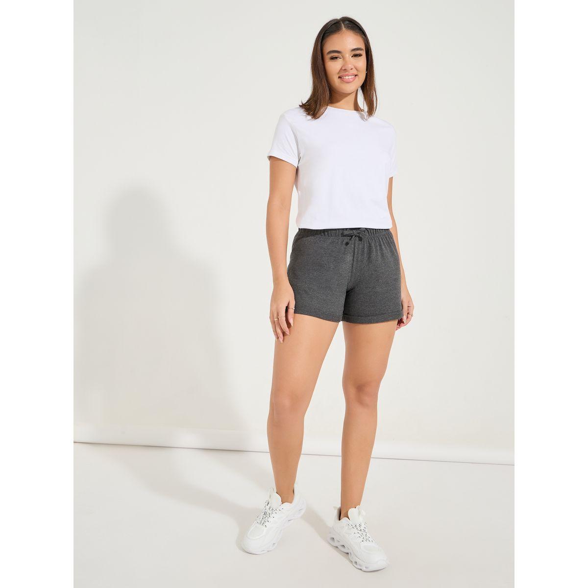 Styli Solid Basic Shorts with Drawstring-women-clothing-bottoms-shorts-image-1