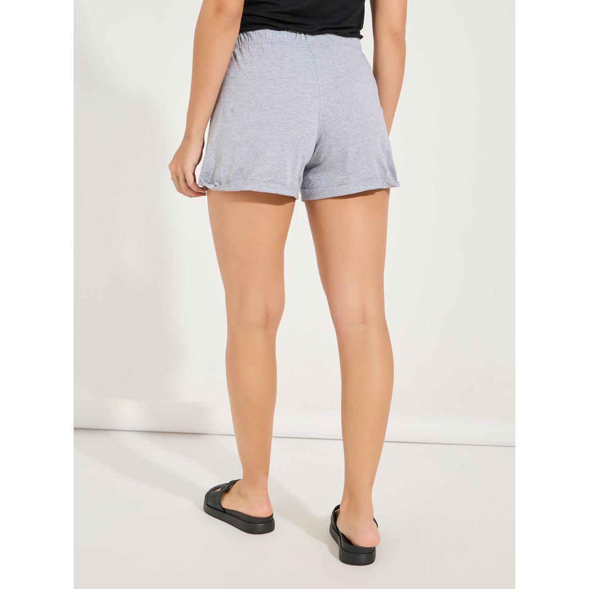 Styli Solid Basic Shorts with Drawstring-women-clothing-bottoms-shorts-image-4