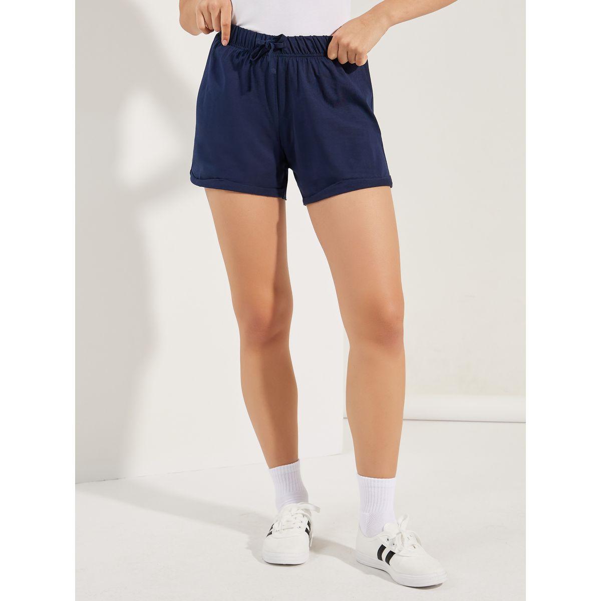 Styli Solid Basic Shorts with Drawstring-women-clothing-bottoms-shorts-image-2