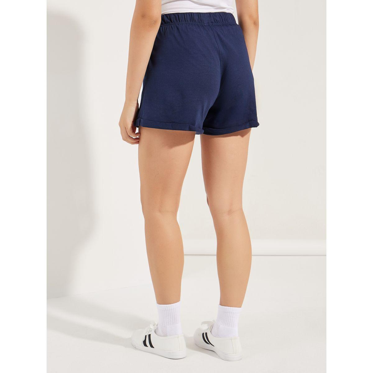 Styli Solid Basic Shorts with Drawstring-women-clothing-bottoms-shorts-image-4