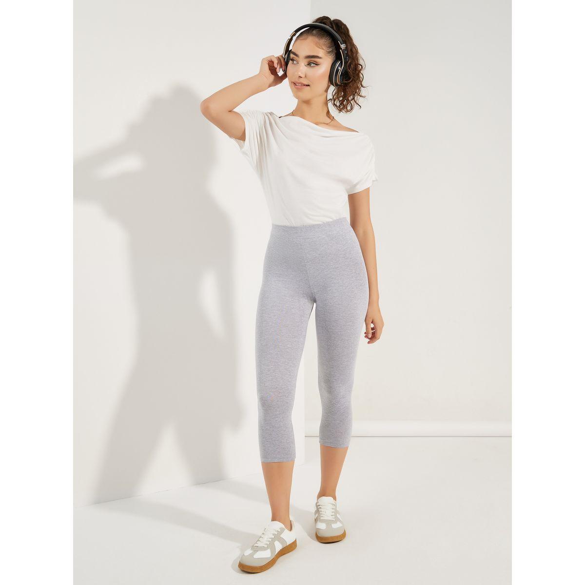 Styli Elastic Waistband Basic Capri Length Leggings-women-clothing-bottoms-leggings-image-1