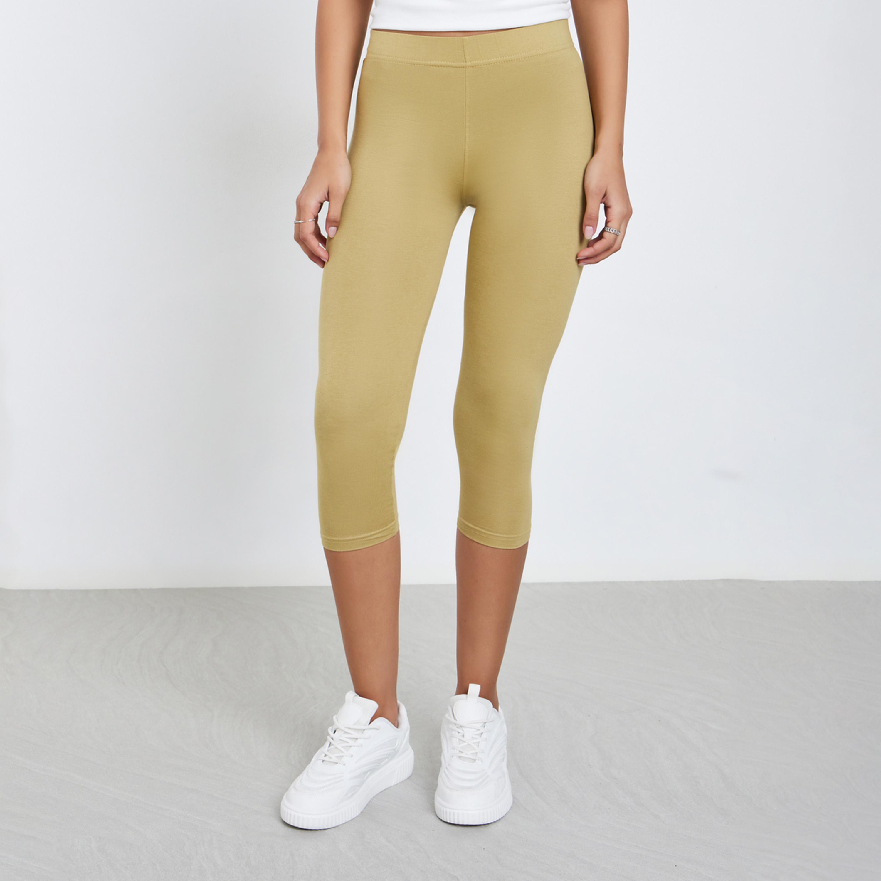 Styli Elastic Waistband Basic Capri Length Leggings-women-clothing-bottoms-leggings-image-1