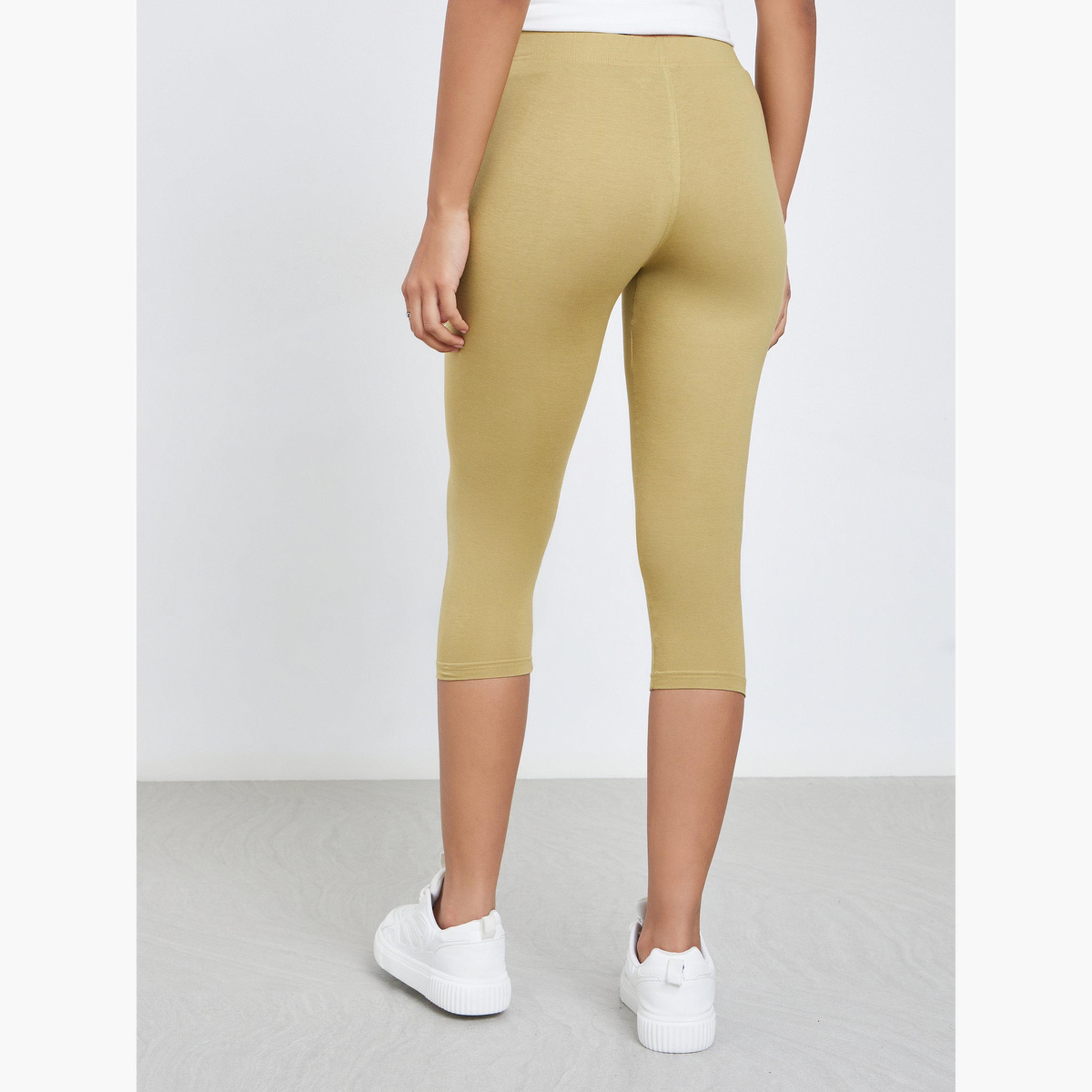 Styli Elastic Waistband Basic Capri Length Leggings-women-clothing-bottoms-leggings-image-3