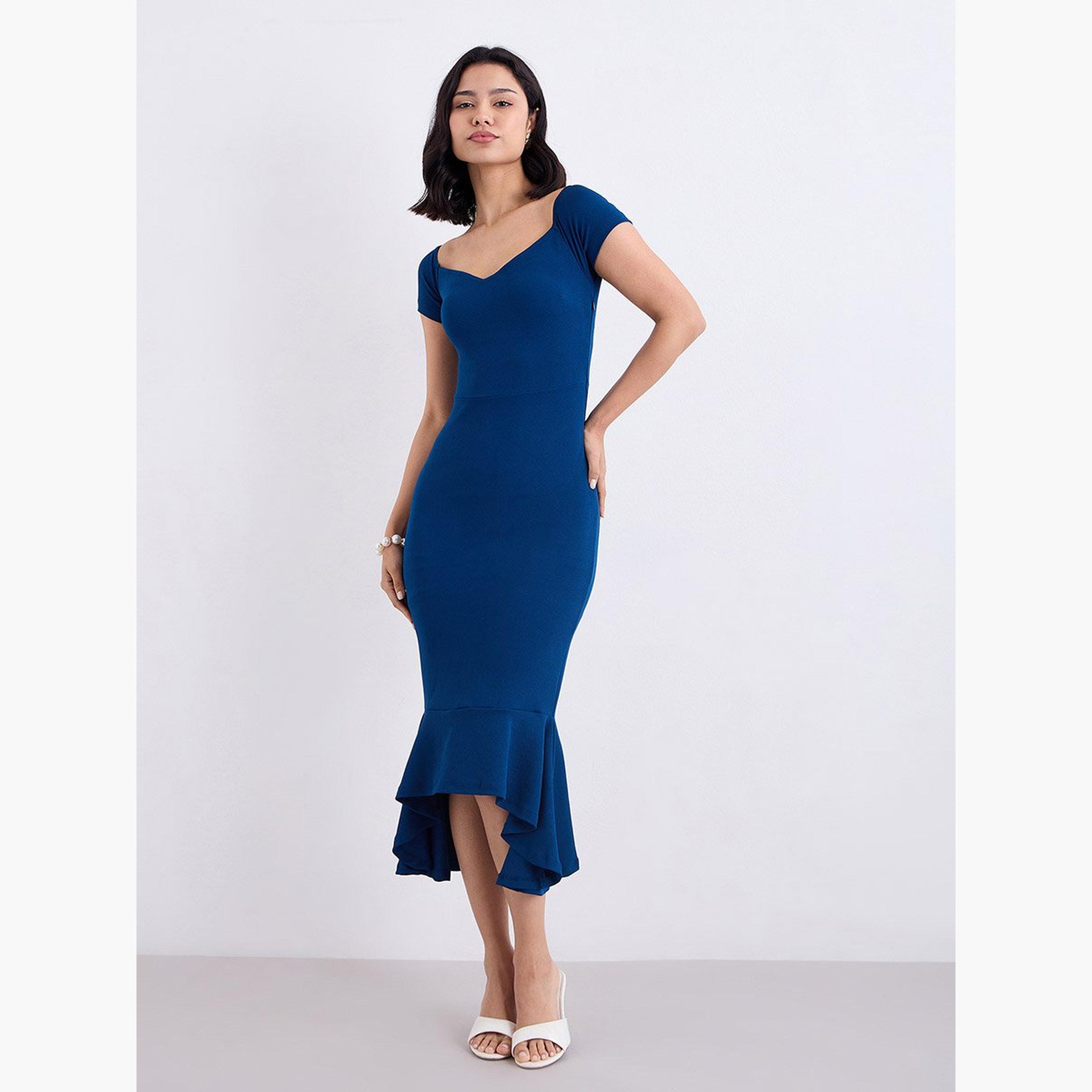 Styli Blue Sweetheart Neck Bodycon Midi Dress-women-clothing-dresses-image-1
