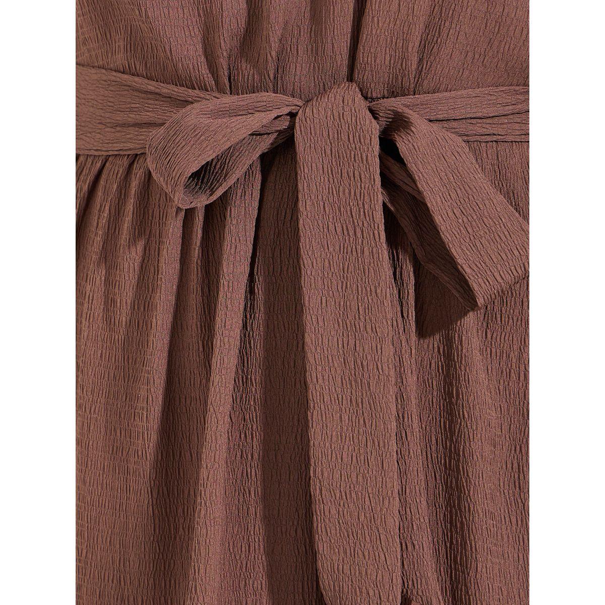 Styli Self Design Long Sleeves Midi Dress with Tie Belt-women-clothing-dresses-image-3