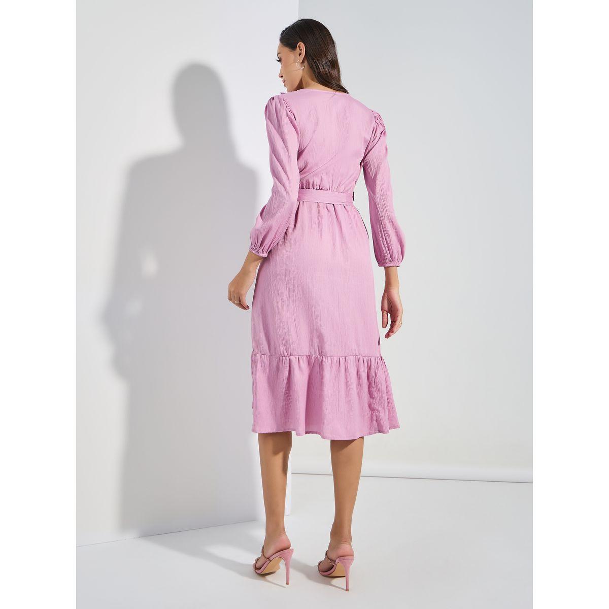 فستان ميدي بنمط لف وتفاصيل دانتيل-women-clothing-dresses-image-4
