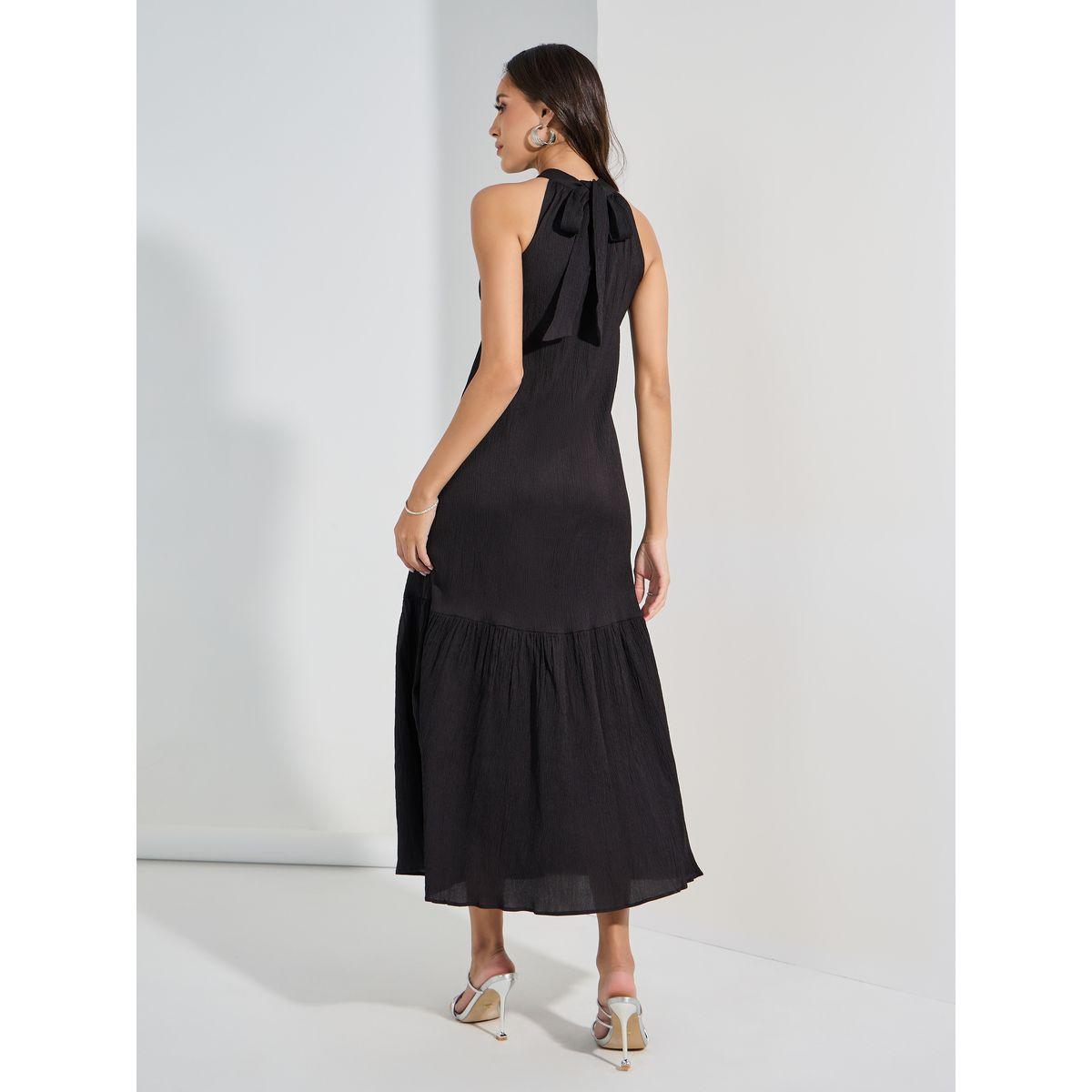 Styli Textured Halter Neck A-Line Maxi Dress-women-clothing-dresses-image-4