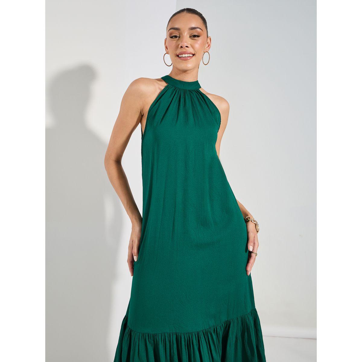 Styli Textured Halter Neck A-Line Maxi Dress-women-clothing-dresses-image-2