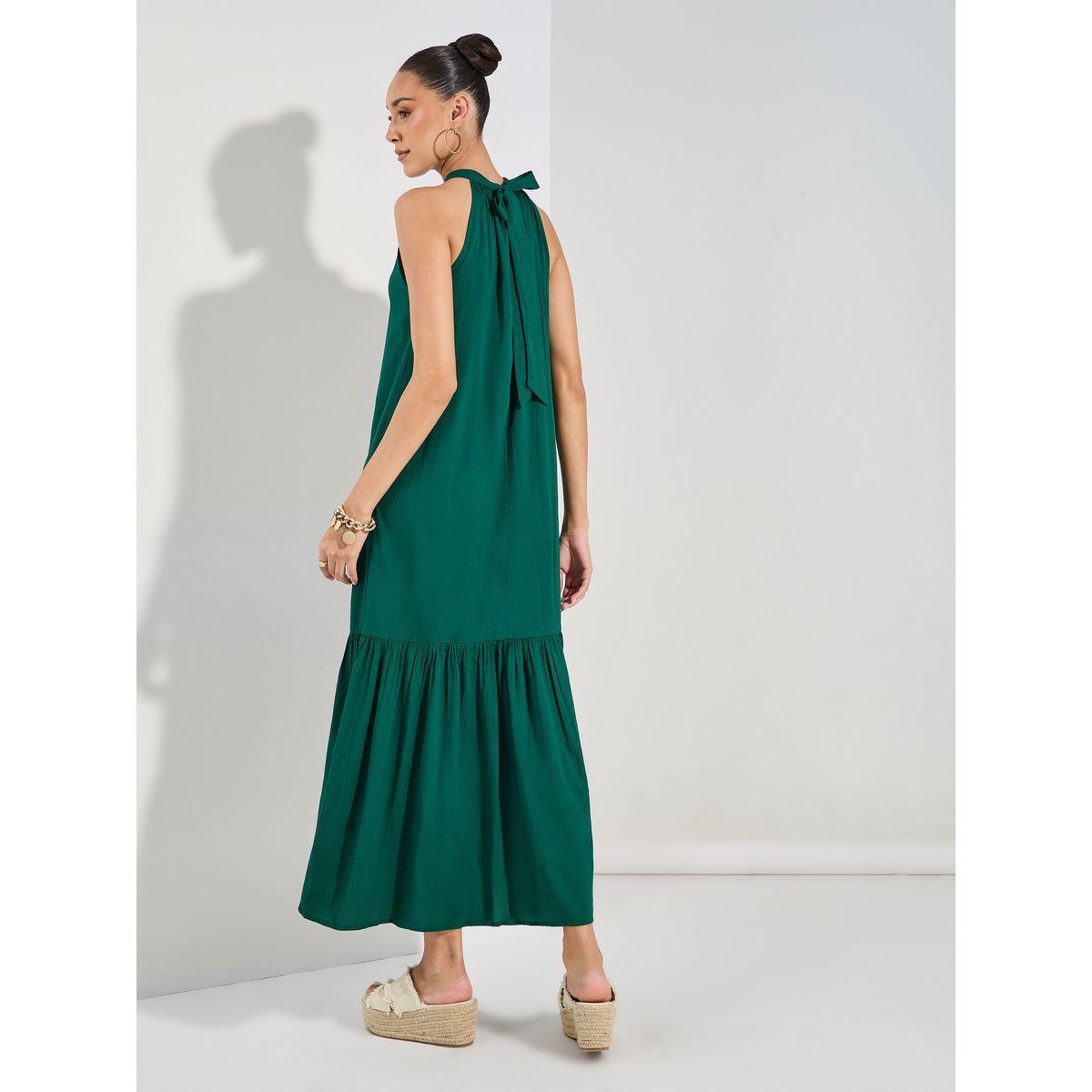 Styli Textured Halter Neck A-Line Maxi Dress-women-clothing-dresses-image-4