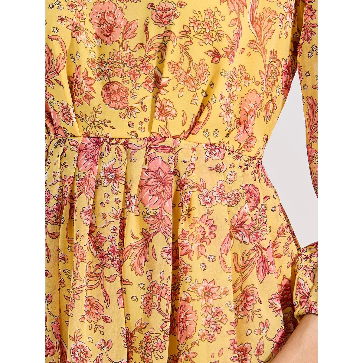 فستان ميدي مطبع بزهور مع اكمام باساور واربطة-women-clothing-dresses-image-3