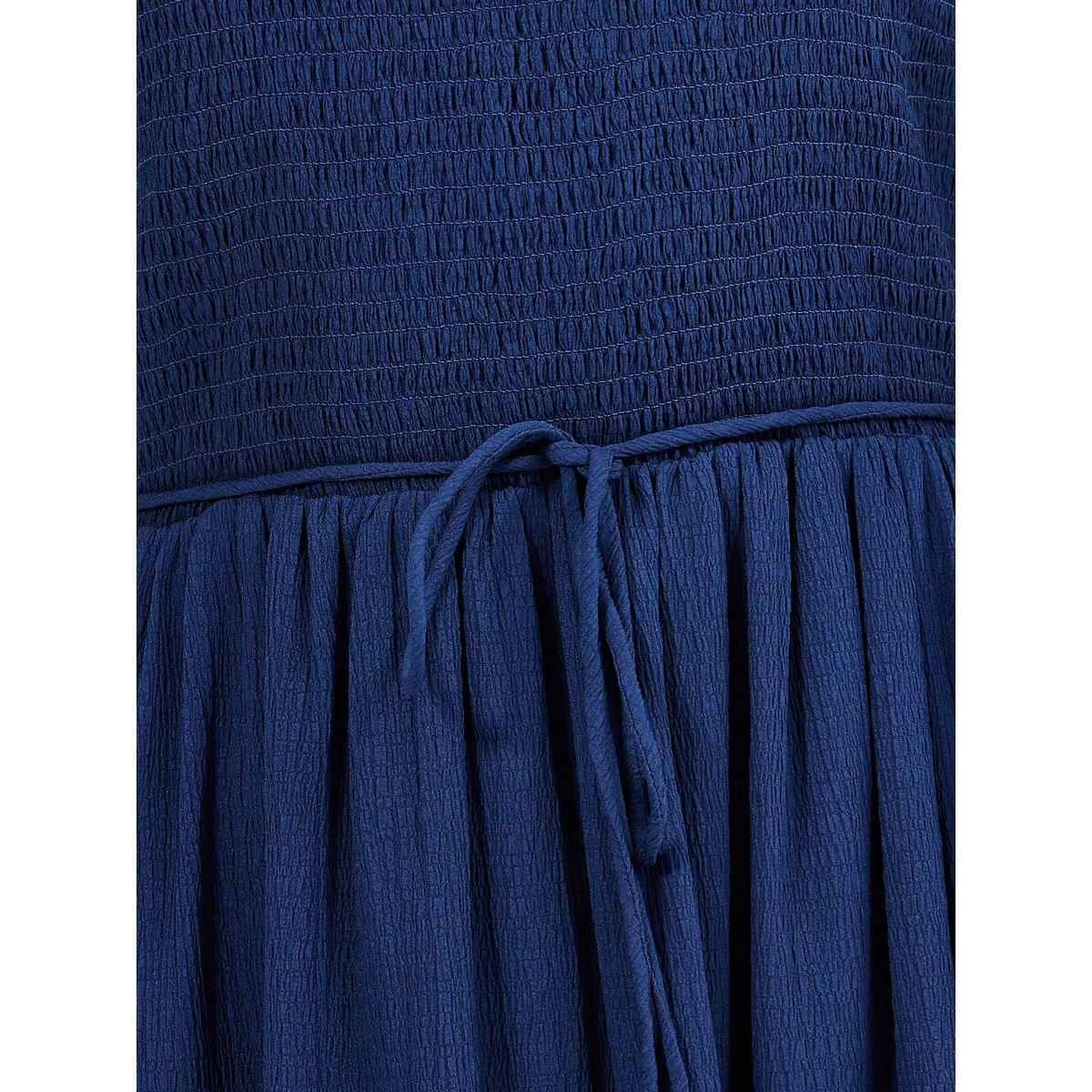 Styli Solid Smocked A-Line Midi Dress-women-clothing-dresses-image-3