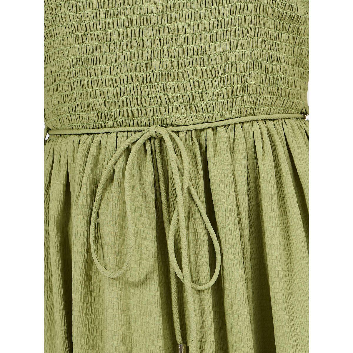 Styli Solid Smocked A-Line Midi Dress-women-clothing-dresses-image-3